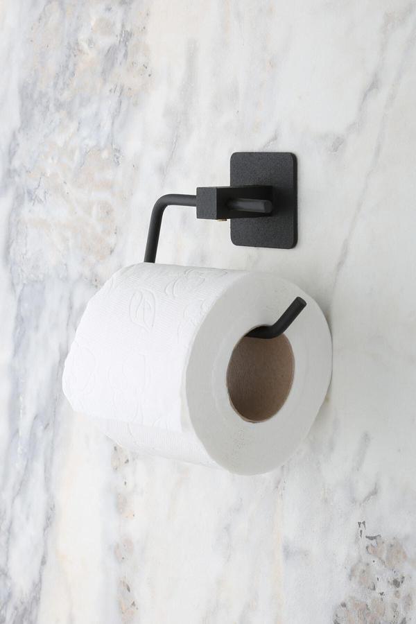 Metanova Kare Yapışkanlı Siyah Açık Tuvalet Kağıtlığı Wc Kağıtlık Tutucu - Image 1