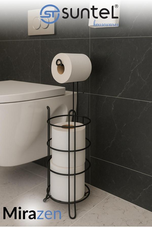 Metanova Yedekli Wc Kağıtlık - Siyah Tuvalet Kağıdı Standı - Banyo Aksesuarı - Image 1