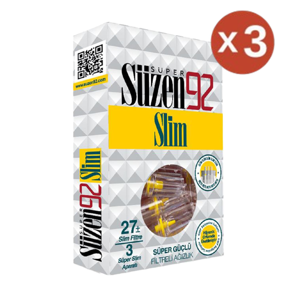 Süzen92 Sigara Ağızlığı Filtresi Slim 3'lü Set - Image 1