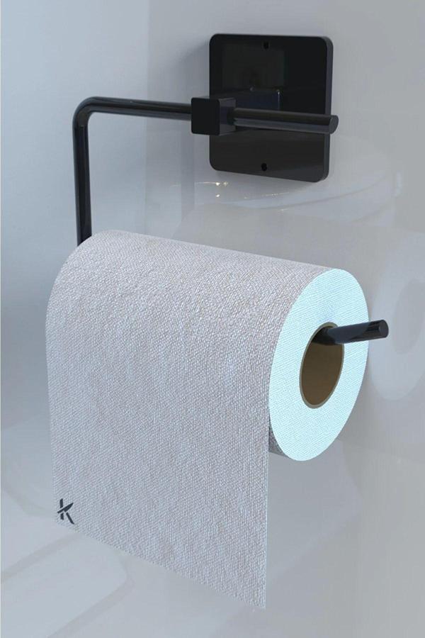 Metanova Yapışkanlı Siyah Tuvalet Kağıdı Tutacağı/Tuvalet Wc Kağıtlık - Image 1