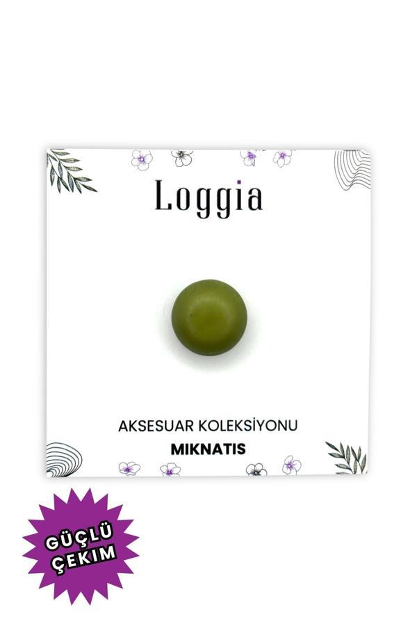 Loggia Eşarp Ve Şal Mıknatısı Soft Haki Yeşil Renk - Başörtü Tutucu Kadın Tesettür Aksesuar Mıknatıs - Image 1