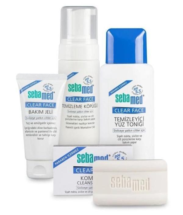 Sebamed Clear Face Temizleyici Yüz Toniği + Bakım Jeli + Yüz Temizleme Köpüğü + Sabun (Avantaj PK) - Image 1