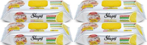 Sleepy Easy Clean Yüzey Temizlik Mutfak Havlusu -Mendili  50 Yaprak Limon Yağlı (4Lü Set) 200 Yaprak - Image 1