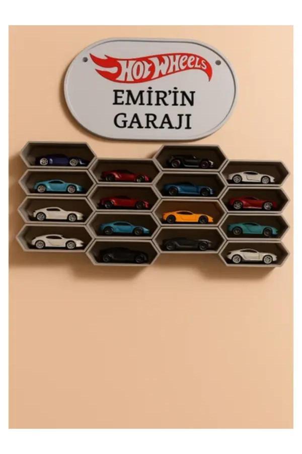 Plasfire 1/64 Araçlara Uyumlu Duvar Garajları Için Isimli Tabela Kişiye Özel + 20 Li Araç Garajı - Image 1
