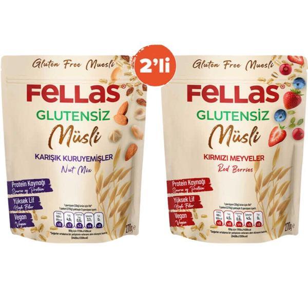 Glutensiz Müsli 2'li - Kırmızı Meyveli 270g + Karışık Kuruyemişli 270g - Image 1