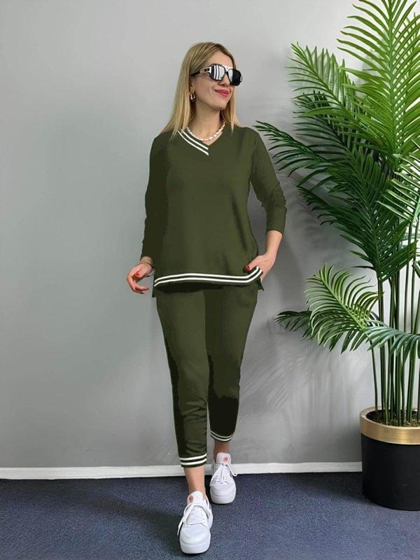 Kadın Uzun Kollu Ribana Detay Viskon Iki Iplik Ikili Takım - Image 1