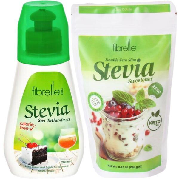 Stevia Tatlandırıcı Seti 2'li  (Sıvı Tatlandırıcı 200 ml + Doğal Tatlandırıcı 240 g) - Image 1