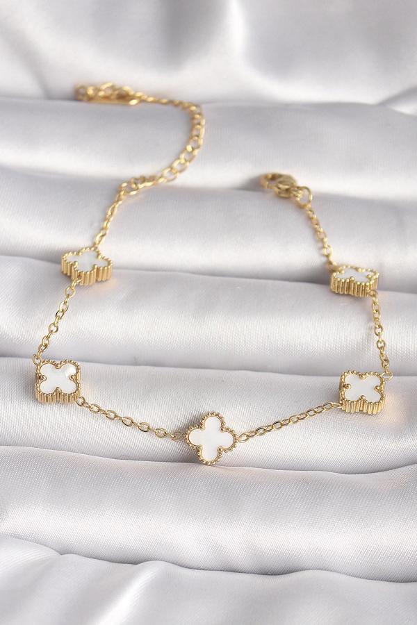 316L Çelik Gold Renk Baby Boy Yonca Model Kadın Bileklik 6640 - Image 1
