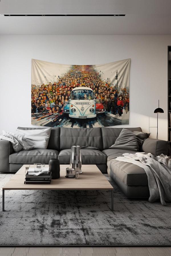 Moud'S Vosvos Desenli Duvar Halısı Duvar Örtüsü Tapestry Süet Dokulu Kumaş - Image 1