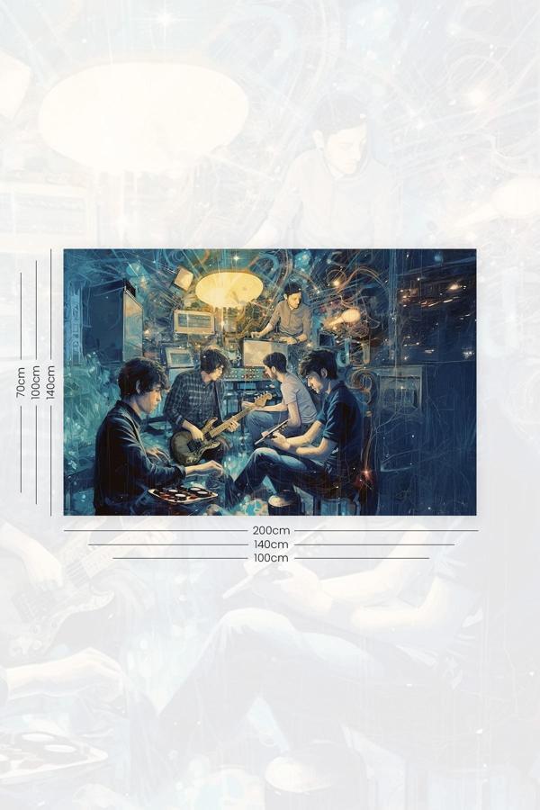 Moud'S Müzik Grubu Desenli Duvar Halısı Duvar Örtüsü Tapestry Süet Dokulu Kumaş - Image 1