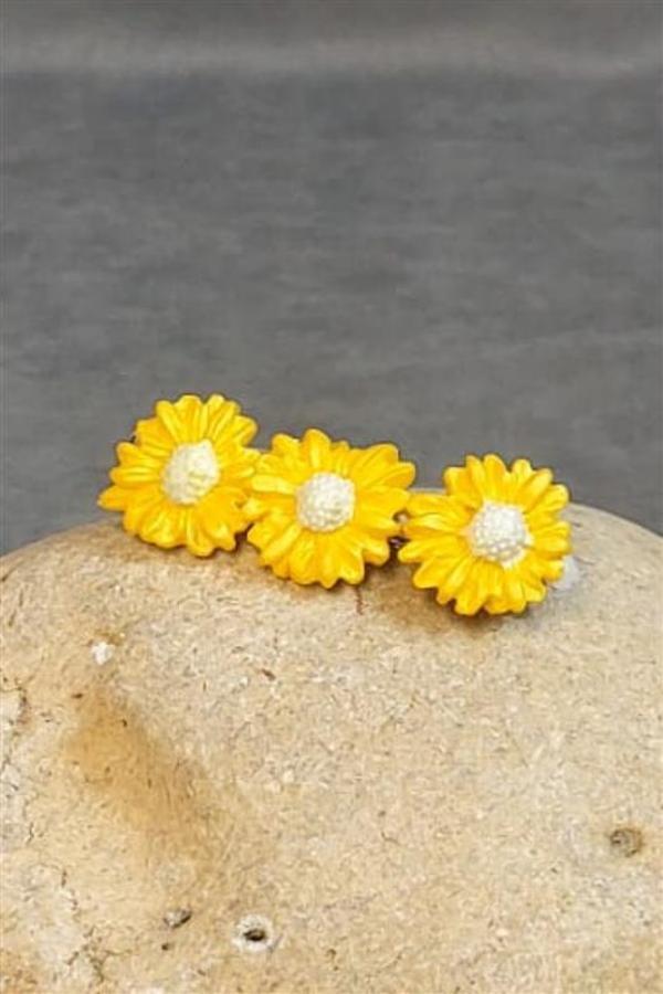Uretti - Hülya 6683 9190 El Yapımı Polimer Kil Sarı papatya Çiçeği Tasarımlı Saç Tokası / 6 Cm - Image 1