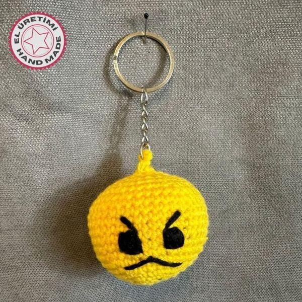 Uretti - Tuğba 9352 2913 El Yapımı Örgü Kızgın Surat Emoji Model Anahtarlık - Image 1