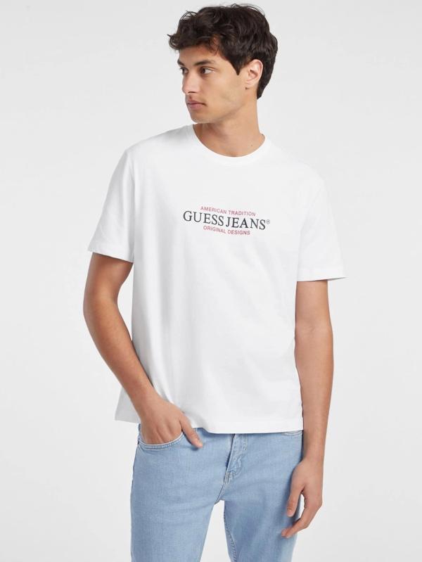 Guess Jeans Erkek Beyaz Regular Fit T-Shirt M4YI42K8FQ4-G011 - Image 1