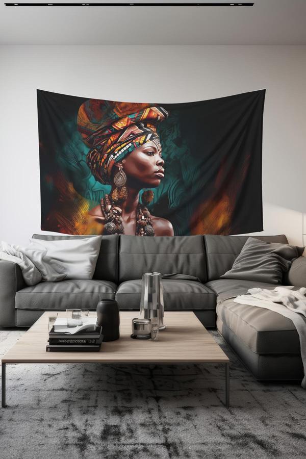 Moud'S Etnik Zarafetli Kadın Desenli Duvar Halısı Duvar Örtüsü Tapestry Süet Dokulu Kumaş - Image 1