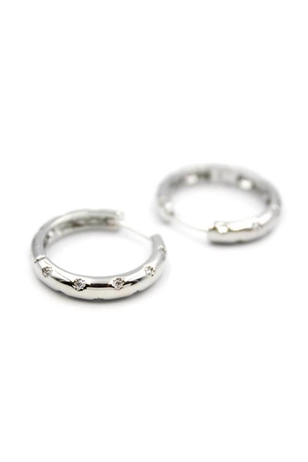 Taşlı Halka Küpe - Gümüş - Image 1