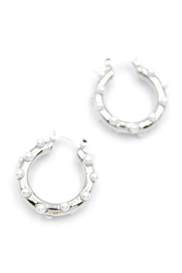 İncili Halka Küpe - Gümüş - Image 1