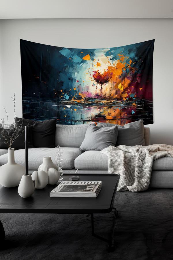 Moud'S Fırça Darbesi Kalp Desenli Duvar Halısı Duvar Örtüsü Tapestry Süet Dokulu Kumaş - Image 1