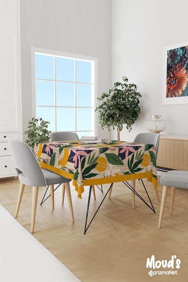 Moud'S Çiçek Desenli Süet Dertsiz Masa Örtüsü - Image 1