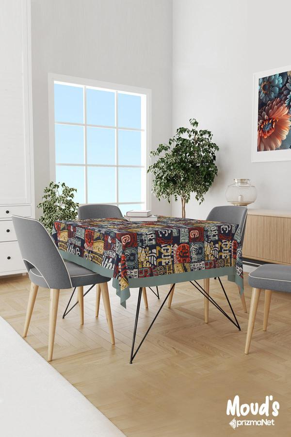 Moud'S Amblem Desenli Süet Dertsiz Masa Örtüsü - Image 1