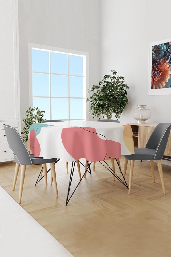 Moud'S Quiet Sessizlik Desenli Yuvarlak Süet Dertsiz Masa Örtüsü - Image 1