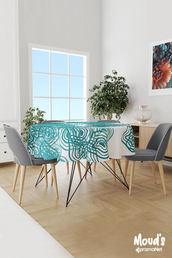 Moud'S Semilo Desenli Yuvarlak Süet Dertsiz Masa Örtüsü - Image 1