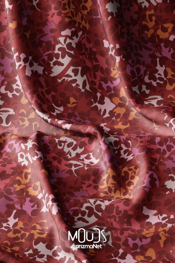 Moud'S Burgundy 2 Desenli Dijital Baskılı Kumaş Süetimsi Doku En 155Cm Kms-93 - Image 1