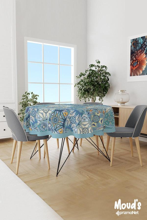 Moud'S Anatolia 5 Desenli Yuvarlak Süet Dertsiz Masa Örtüsü - Image 1