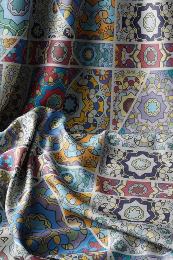 Moud'S Mosque Tiles 3 Desenli Dijital Baskılı Kumaş Süetimsi Doku En 155Cm Kms-18 - Image 1