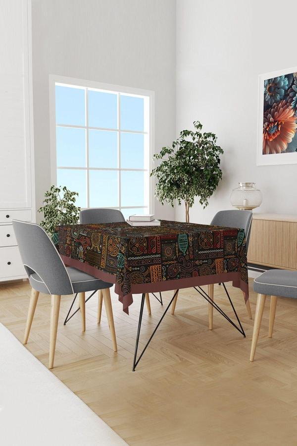 Moud'S Hitit Figür 4 Desenli Süet Dertsiz Masa Örtüsü - Image 1