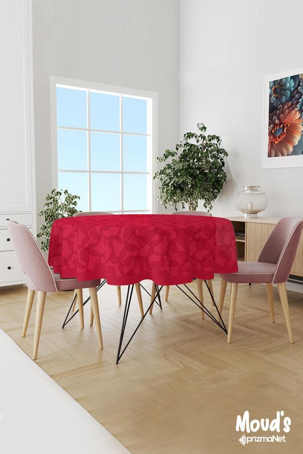 Moud'S Kalpler Desenli Yuvarlak Süet Dertsiz Masa Örtüsü - Image 1