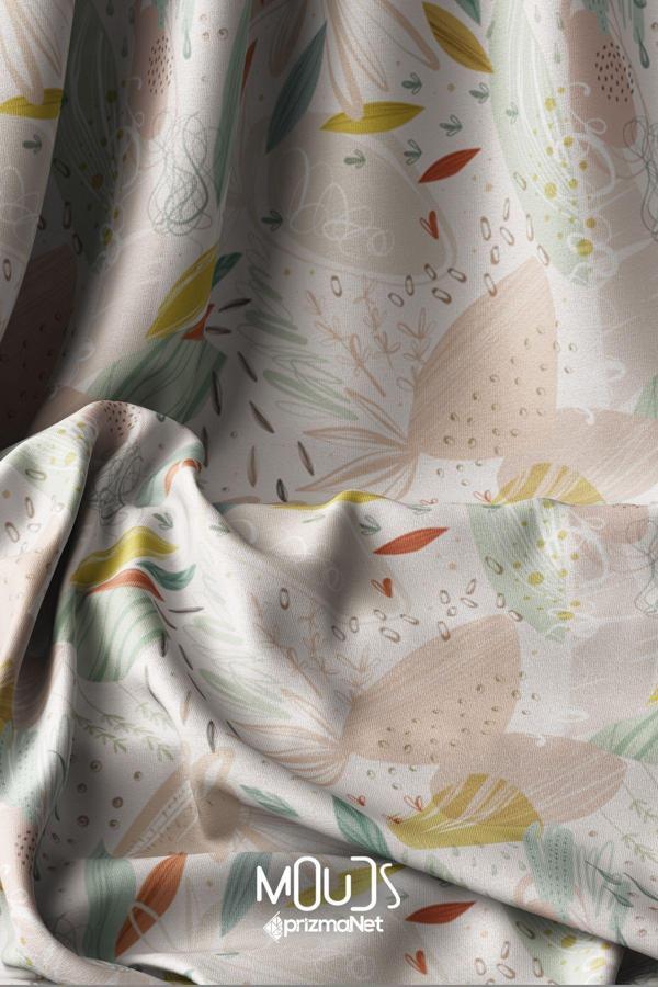 Moud'S Xero Floral 2 Desenli Dijital Baskılı Kumaş Süetimsi Doku En 155Cm Kms-90 - Image 1