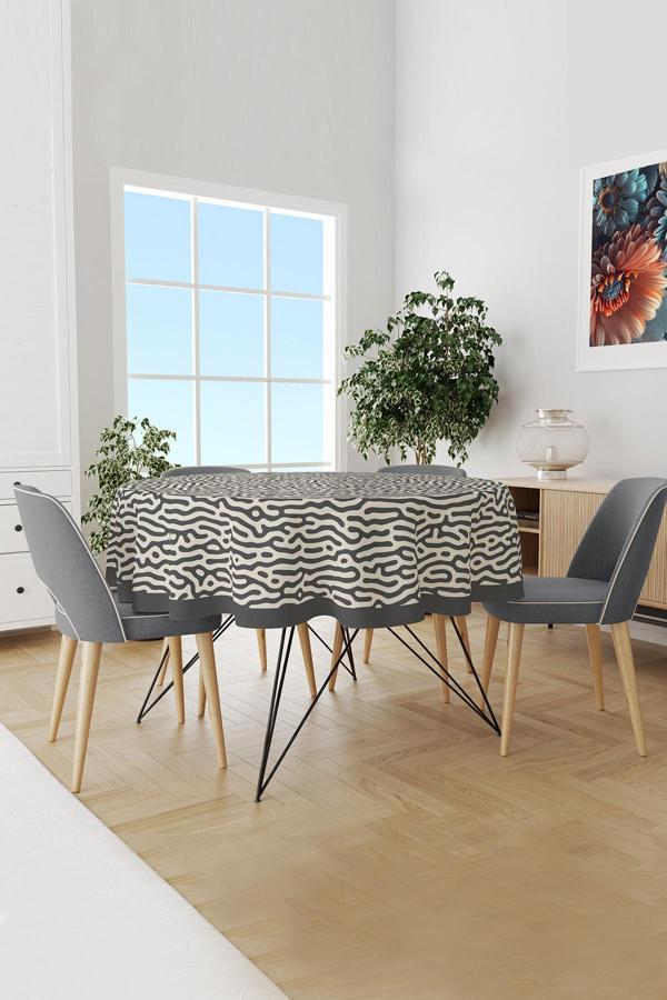 Moud'S Alley 2 Desenli Yuvarlak Süet Dertsiz Masa Örtüsü - Image 1