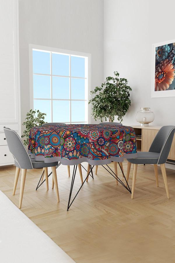 Moud'S Anatolia 10 Desenli Yuvarlak Süet Dertsiz Masa Örtüsü - Image 1