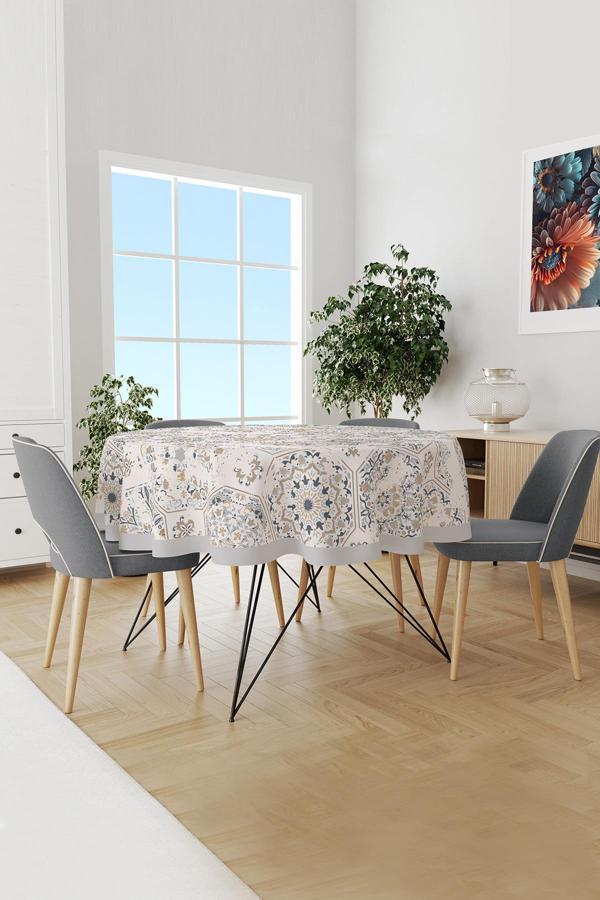 Moud'S Anatolia 4 Desenli Yuvarlak Süet Dertsiz Masa Örtüsü - Image 1