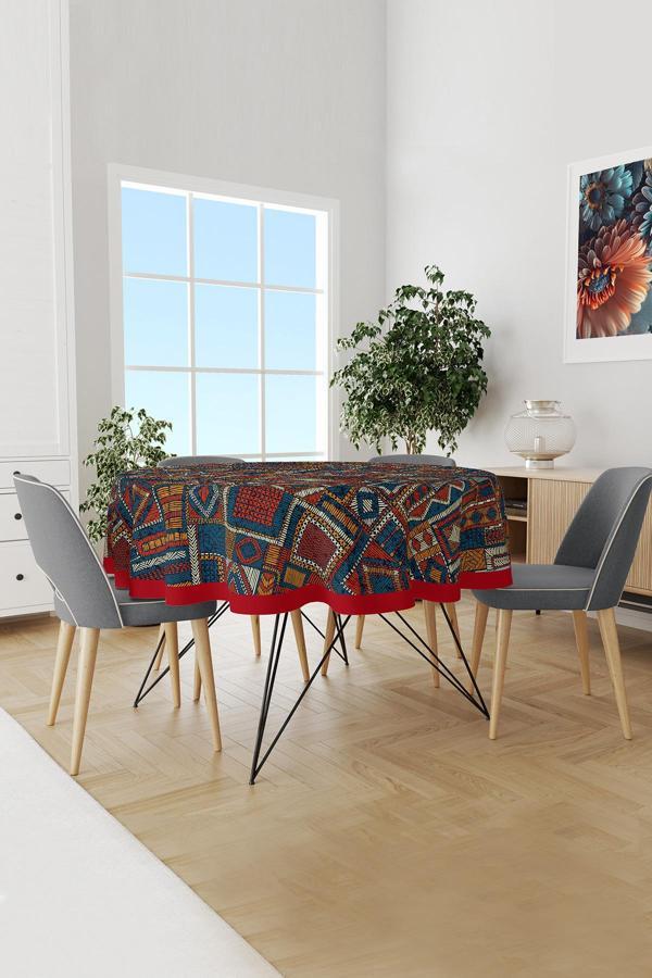 Moud'S Anatolia 6 Desenli Yuvarlak Süet Dertsiz Masa Örtüsü - Image 1