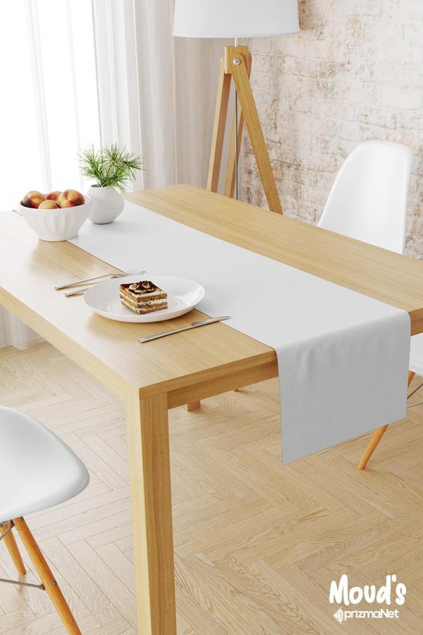 Moud'S Beyaz Renk Süet Runner Masa Örtüsü - Rnr-190 - Image 1