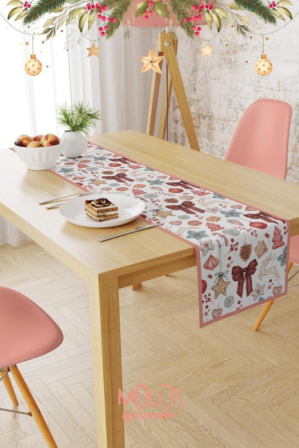 Moud'S Retro Yılbaşı Desenli Süet Runner Masa Örtüsü - Image 1