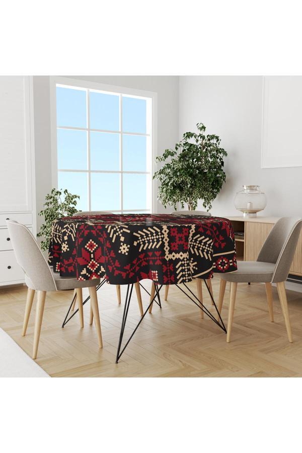 Moud'S Anatolia 11 Desenli Yuvarlak Süet Dertsiz Masa Örtüsü - Image 1