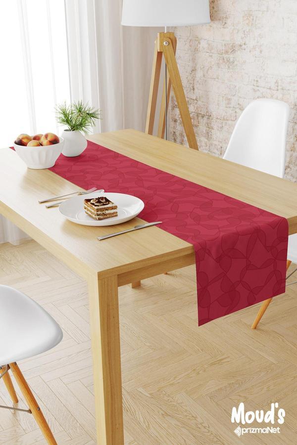 Moud'S Kalpler Desenli Baskılı Süet Runner Masa Örtüsü - Image 1