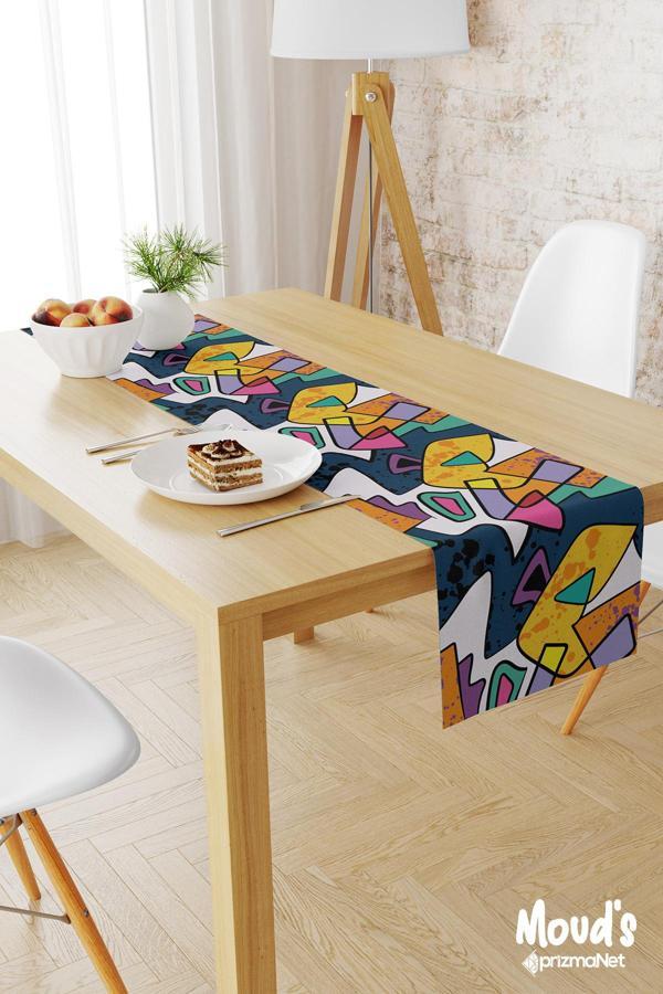 Moud'S Artboard 2 Desenli Baskılı Süet Runner Masa Örtüsü - Image 1