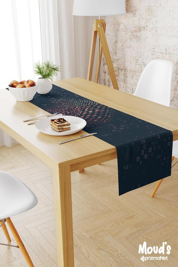 Moud'S Coder Color Desenli Baskılı Süet Runner Masa Örtüsü - Image 1