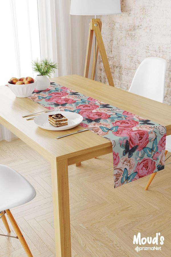 Moud'S Classic Pattern 3 Desenli Baskılı Süet Runner Masa Örtüsü - Image 1