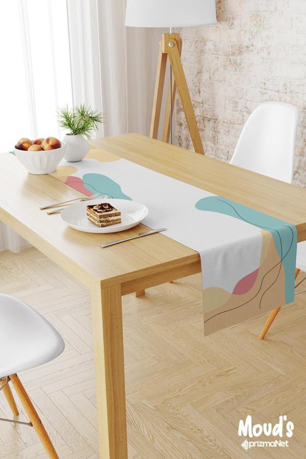 Moud'S Quiet Desenli Baskılı Süet Runner Masa Örtüsü - Image 1