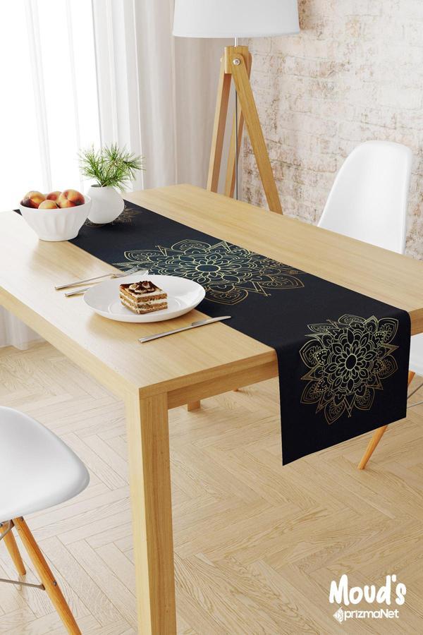 Moud'S Sultans Desenli Baskılı Süet Runner Masa Örtüsü - Image 1