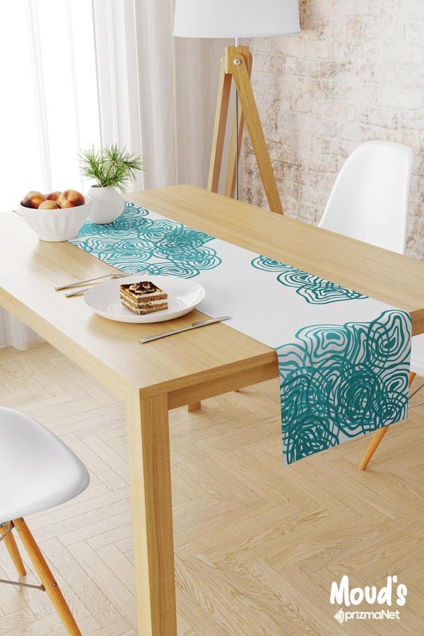 Moud'S Desenli Baskılı Süet Runner Masa Örtüsü - Image 1