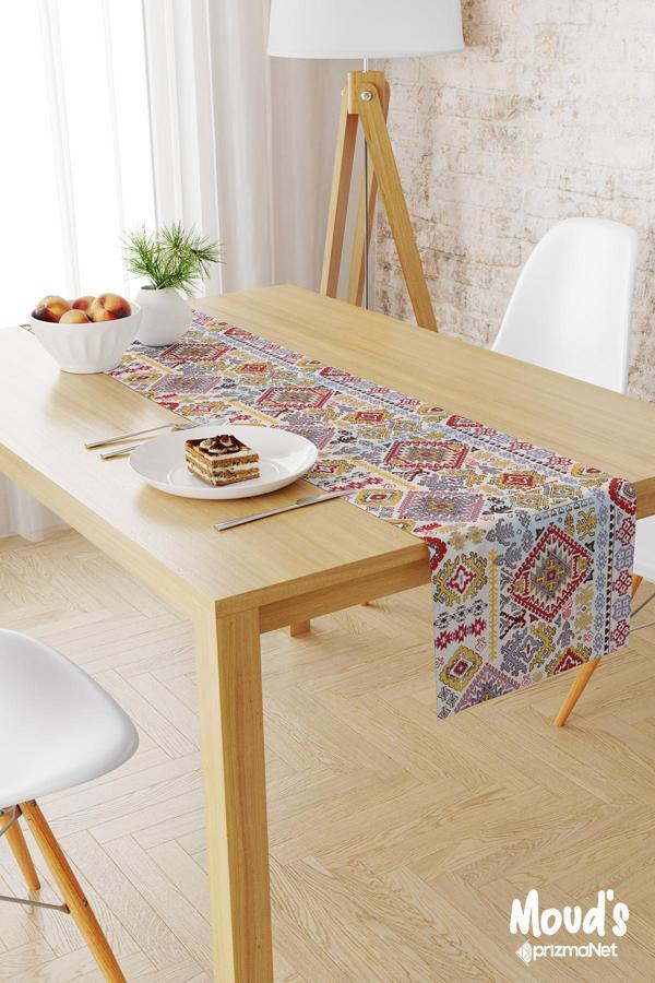 Moud'S Anatolia 8 Desenli Baskılı Süet Runner Masa Örtüsü - Image 1