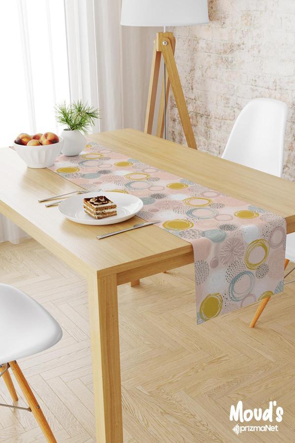 Moud'S Xero Floral 1 Desenli Baskılı Süet Runner Masa Örtüsü - Image 1