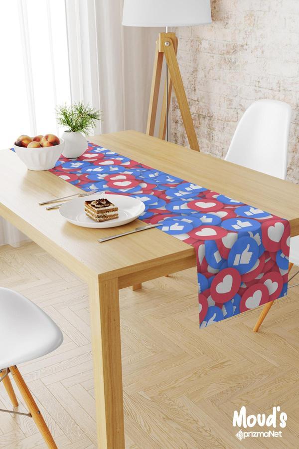 Moud'S Fenomen Desenli Baskılı Süet Runner Masa Örtüsü - Image 1