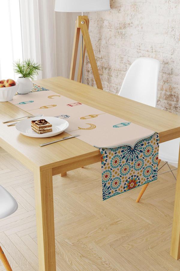 Moud'S Ramazan Desenli 40X140 Runner Masa Örtüsü, Dertsiz Süet Dokulu Runner, Leke Tutmaz Runner - Image 1