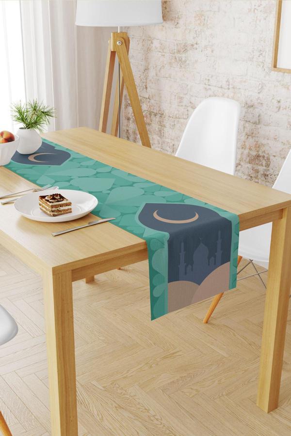 Moud'S Ramazan Desenli 40X140 Runner Masa Örtüsü, Dertsiz Süet Dokulu Runner, Leke Tutmaz Runner - Image 1